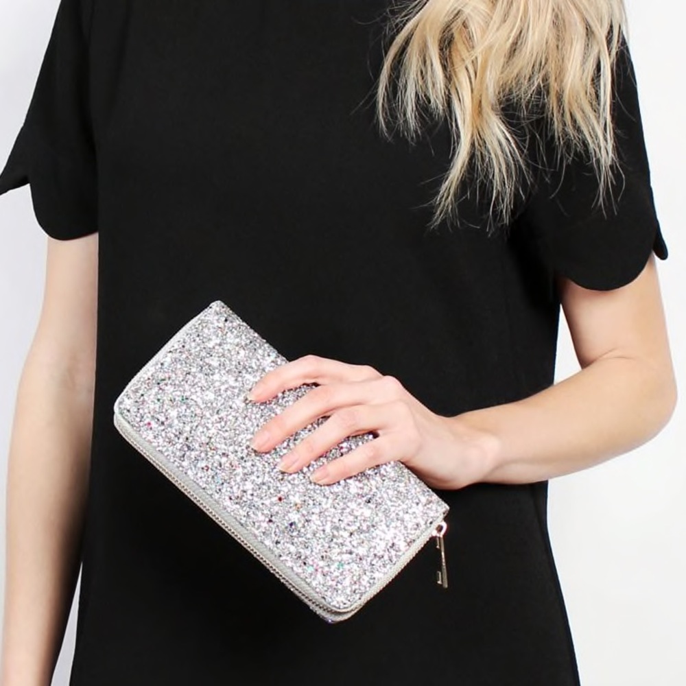 Silver glitter zip around wallet - Picture 2 of 7
